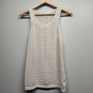 Gap Crochet Top Women Size XS Cream Sleeveless Cotton Spring Summer Bohemian
